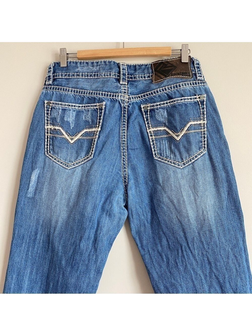 Rock & Roll Cowboy Double Barrel Relaxed Straight Leg Jeans Mens 33X36